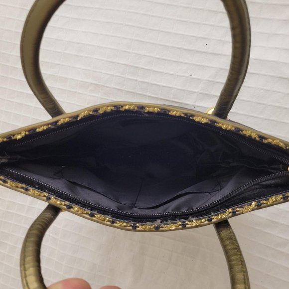 Malisha black and gold satchel. - Picture 4 of 7